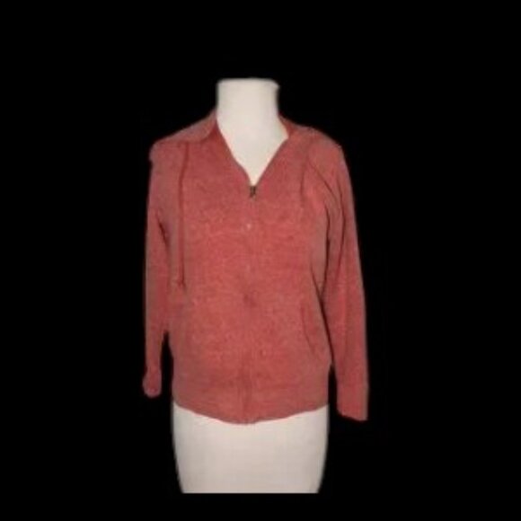 Time & Ture Red Hoodie Zip Front - Picture 2 of 5